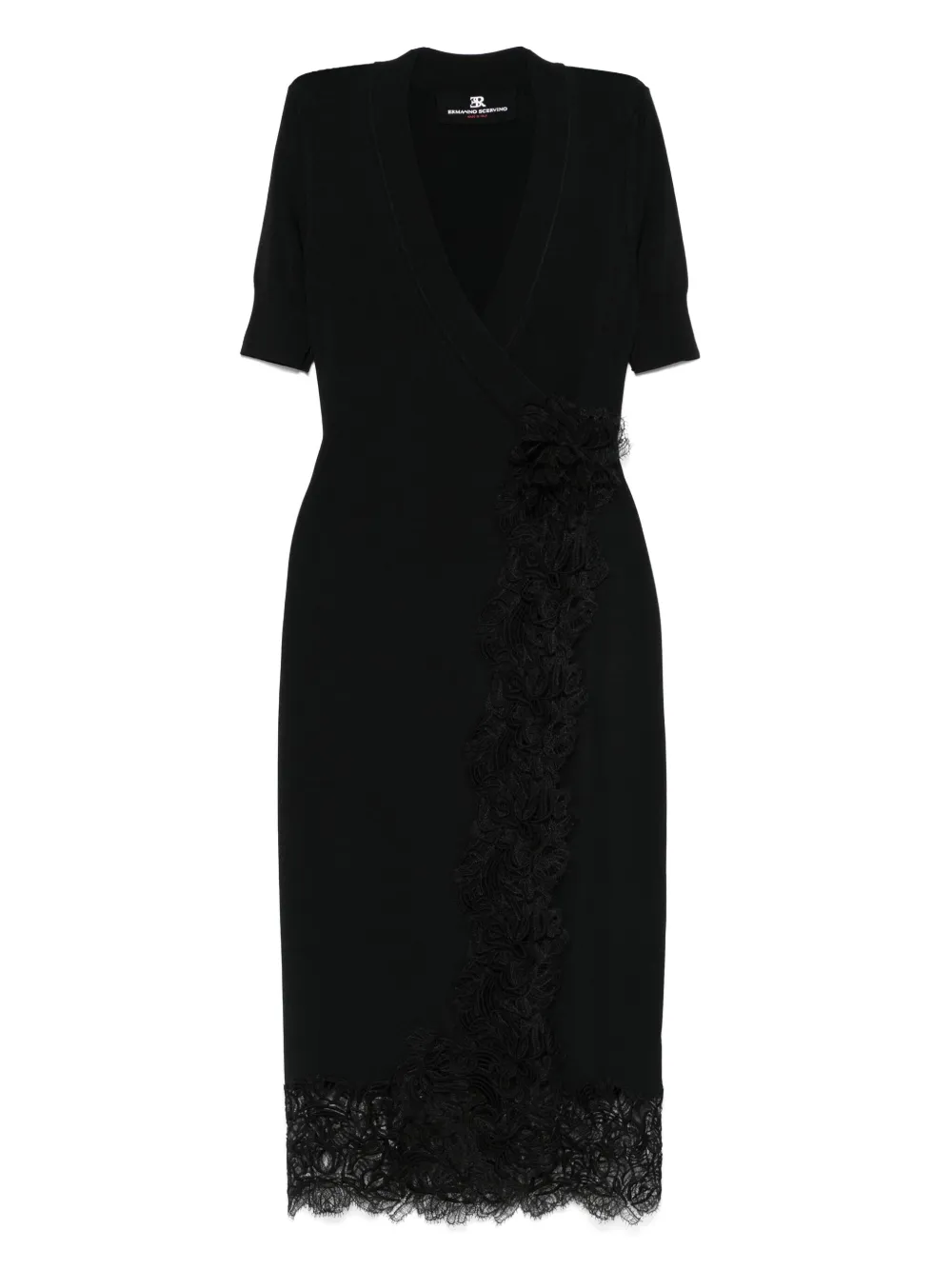 Ermanno Scervino lace-embellished wrap dress - Nero