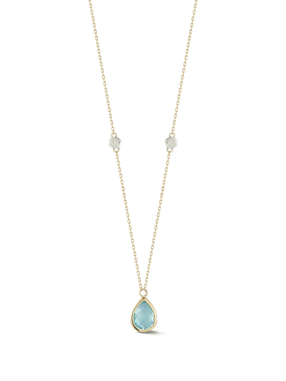 Mateo 14K yellow gold diamond and blue topaz necklace - Oro