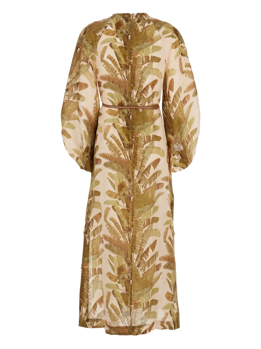 ZIMMERMANN Ascension leaf-print midi dress - Toni neutri