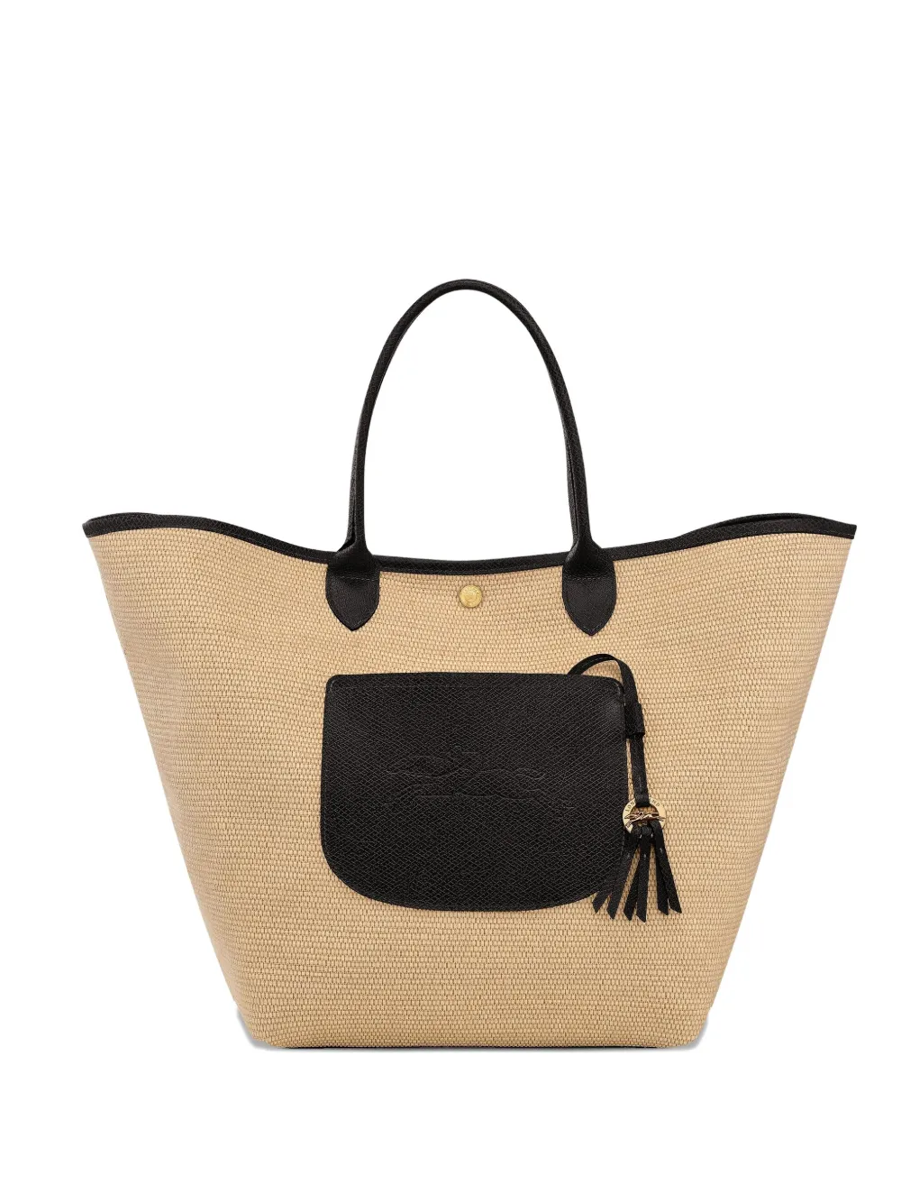 Longchamp Le Pilage woven straw tote bag - Nero