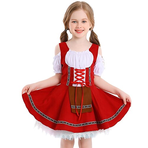 Birra Oktoberfest Costume Vestito Dirndl Cameriera Bavarese Monaco di Baviera Prati Ragazze Carnevale Festa della birra Panno in stile tradizionale
