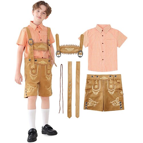 Birra Oktoberfest Costume Abiti Lederhosen Camicia Cameriera Bavarese Monaco di Baviera Prati Ragazzi Carnevale Festa della birra Panno in stile tradi