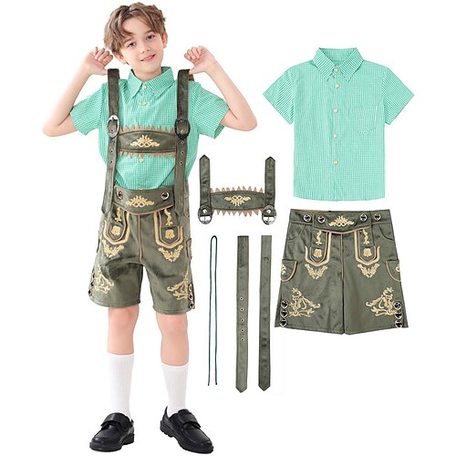 Birra Oktoberfest Costume Abiti Lederhosen Camicia Cameriera Bavarese Monaco di Baviera Prati Ragazzi Carnevale Festa della birra Panno in stile tradi