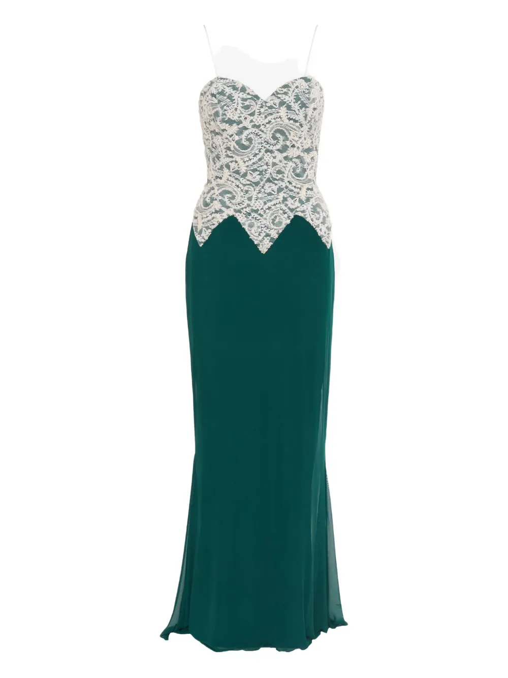 Vicky Tiel Couture Vintage lace-detailing dress - Verde
