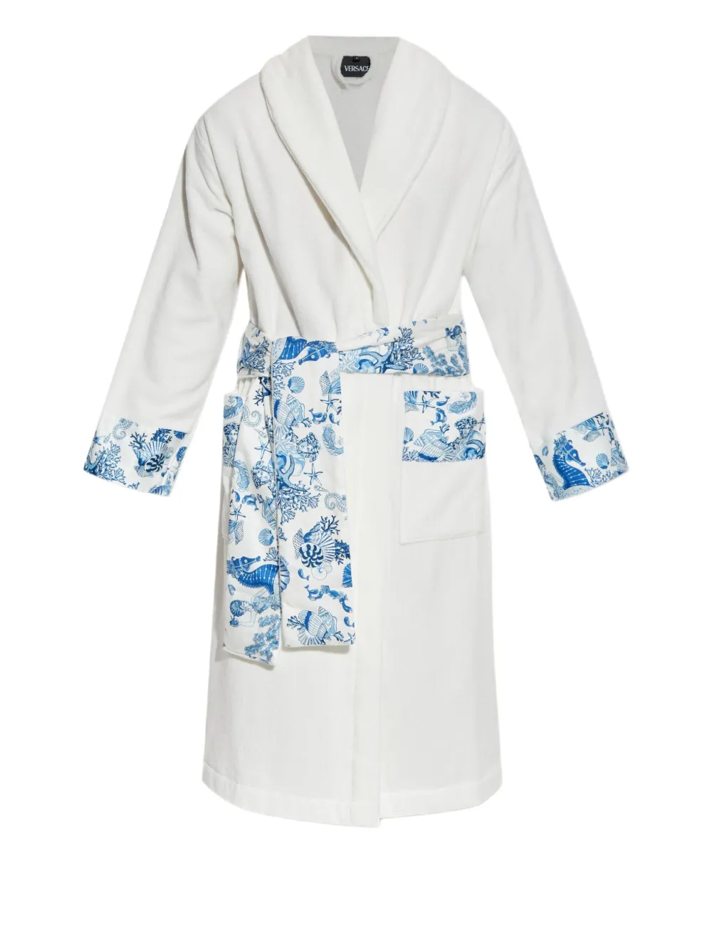 Versace floral-print belted robe - Bianco