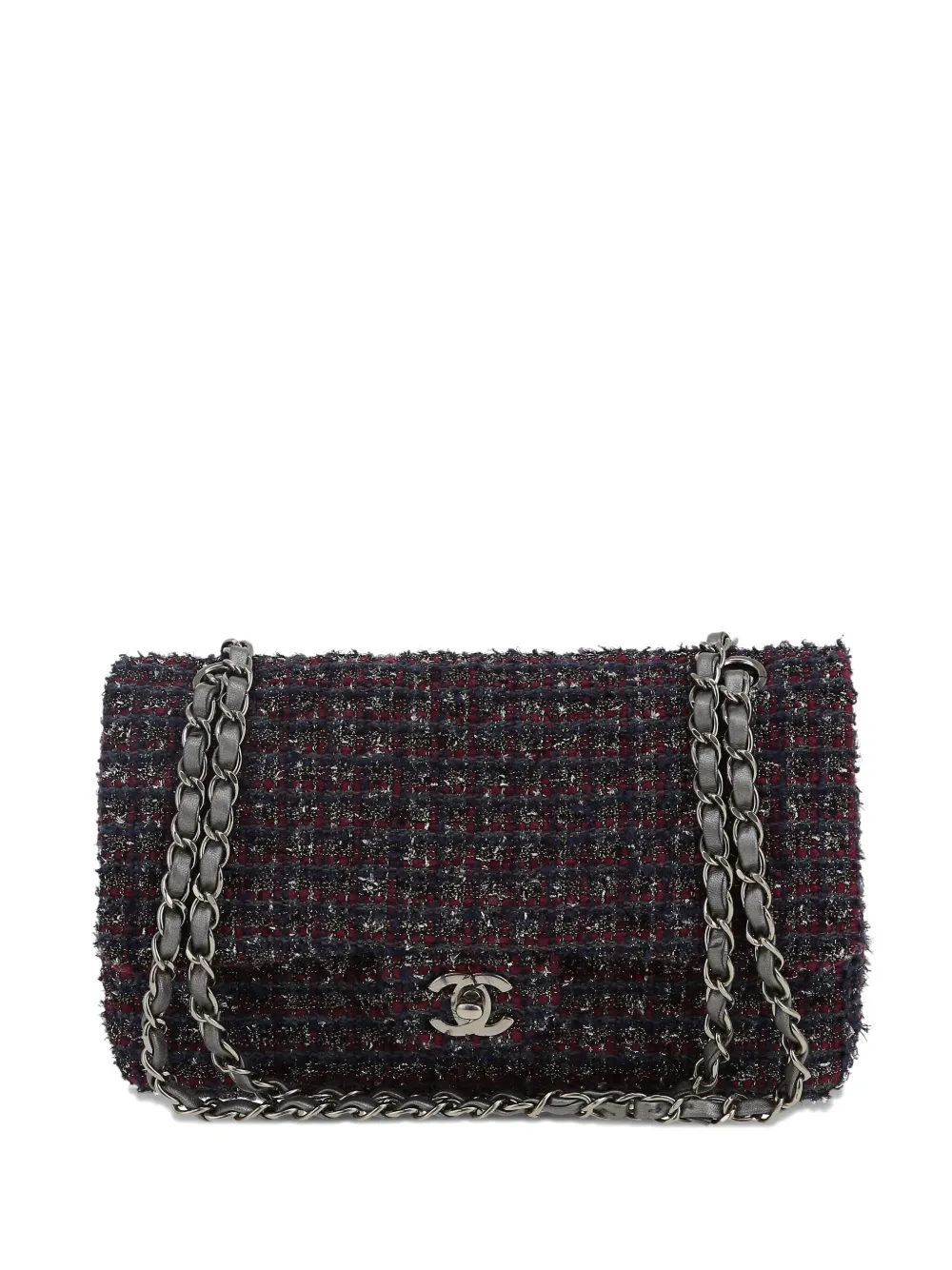 CHANEL Pre-Owned tweed flap shoulder bag - Blu