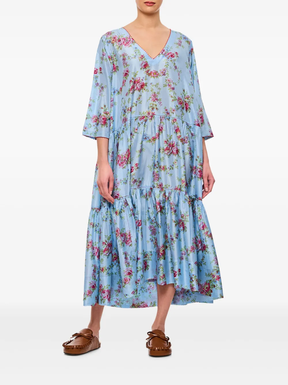 Pero floral-print tiered dress - Blu