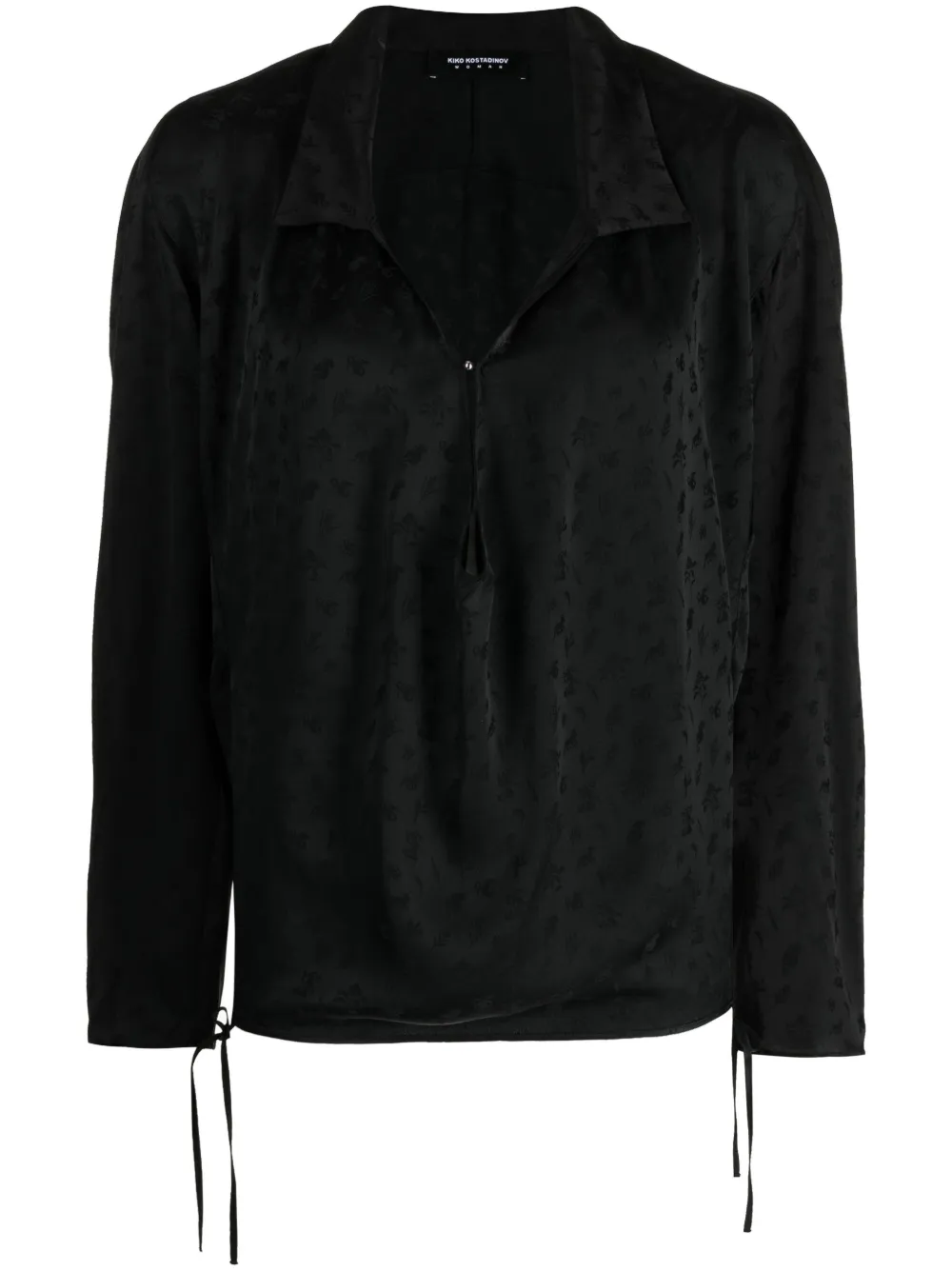 Kiko Kostadinov Blusa a fiori con scollo a V - Nero