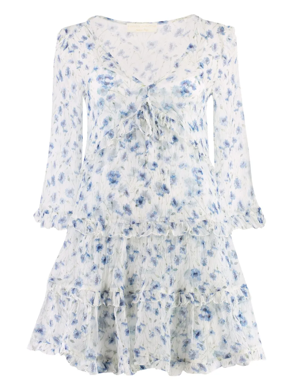 ZAMATTIO floral-print ruffled dress - Bianco