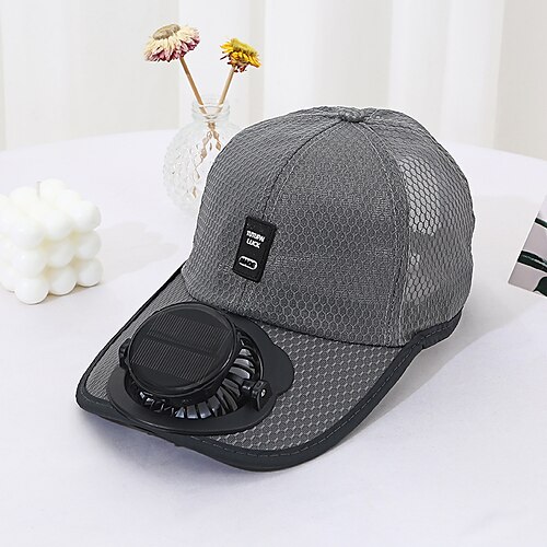 Cappello da baseball con ventilatore solare e cappello da golf con ventilatore solare e ricarica USB, cappello in rete traspirante con ventilatore uni