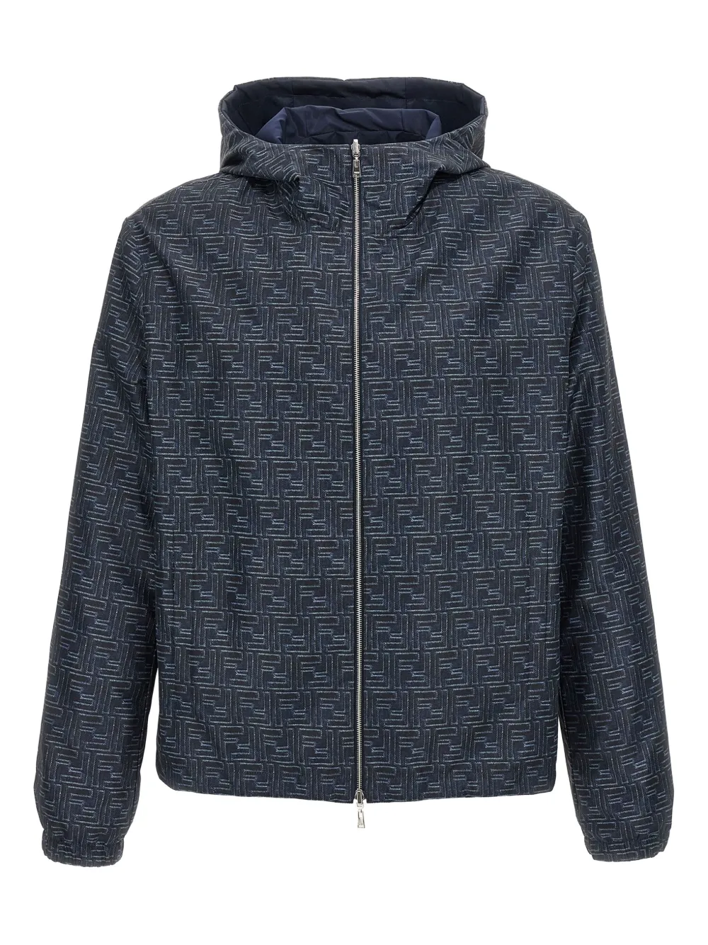 FENDI patterned hooded jacket - Blu