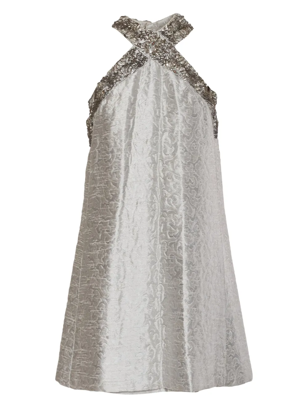 Vintage 1960s pre-owned beaded halterneck mini dress - Argento