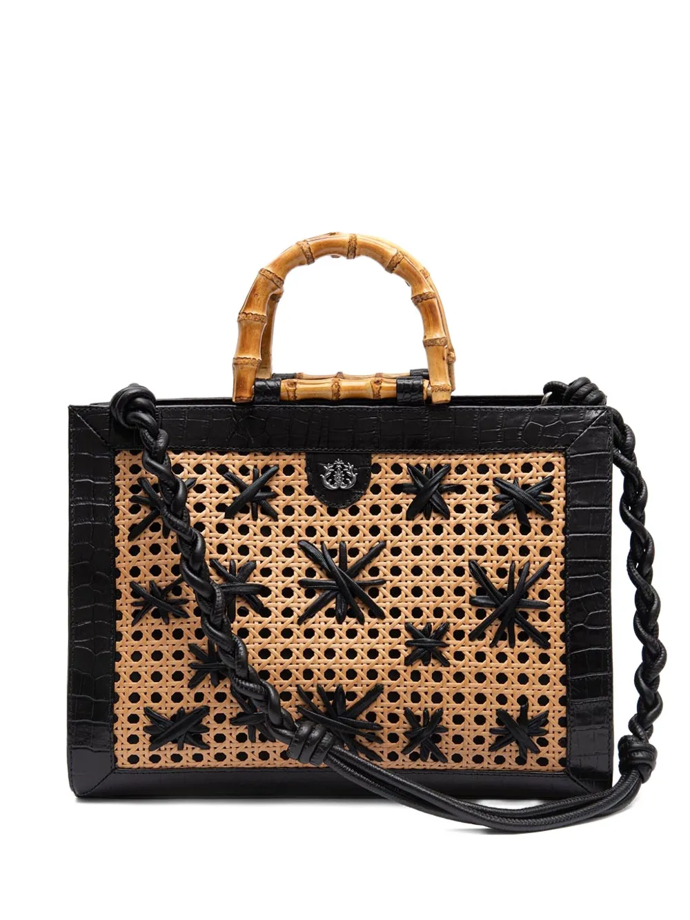 Isla Diana bamboo-handle tote bag - Nero