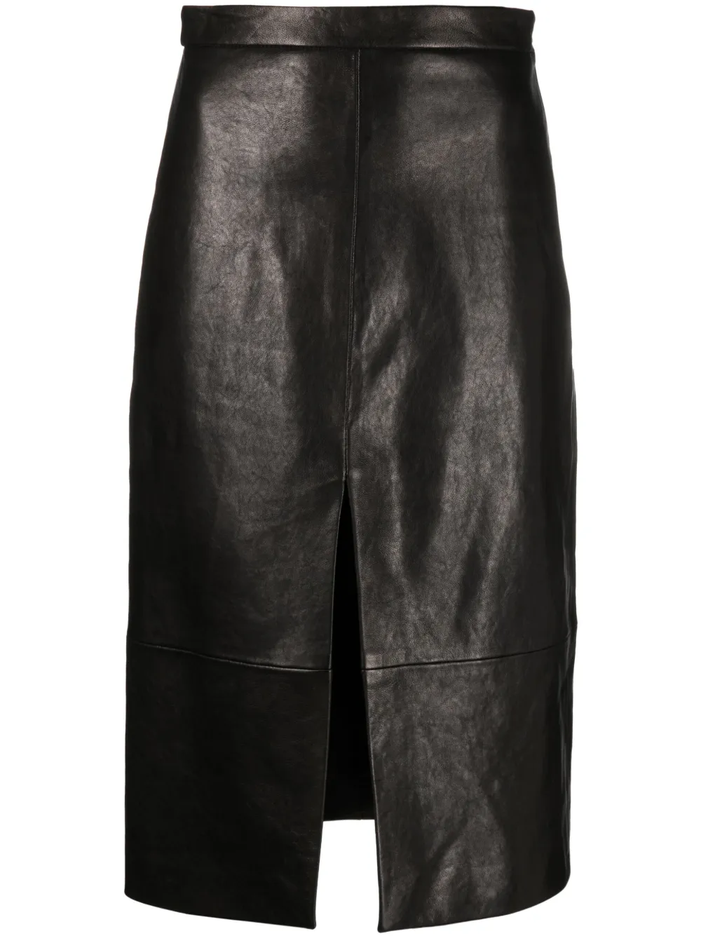 KHAITE Gonna midi in pelle - Nero