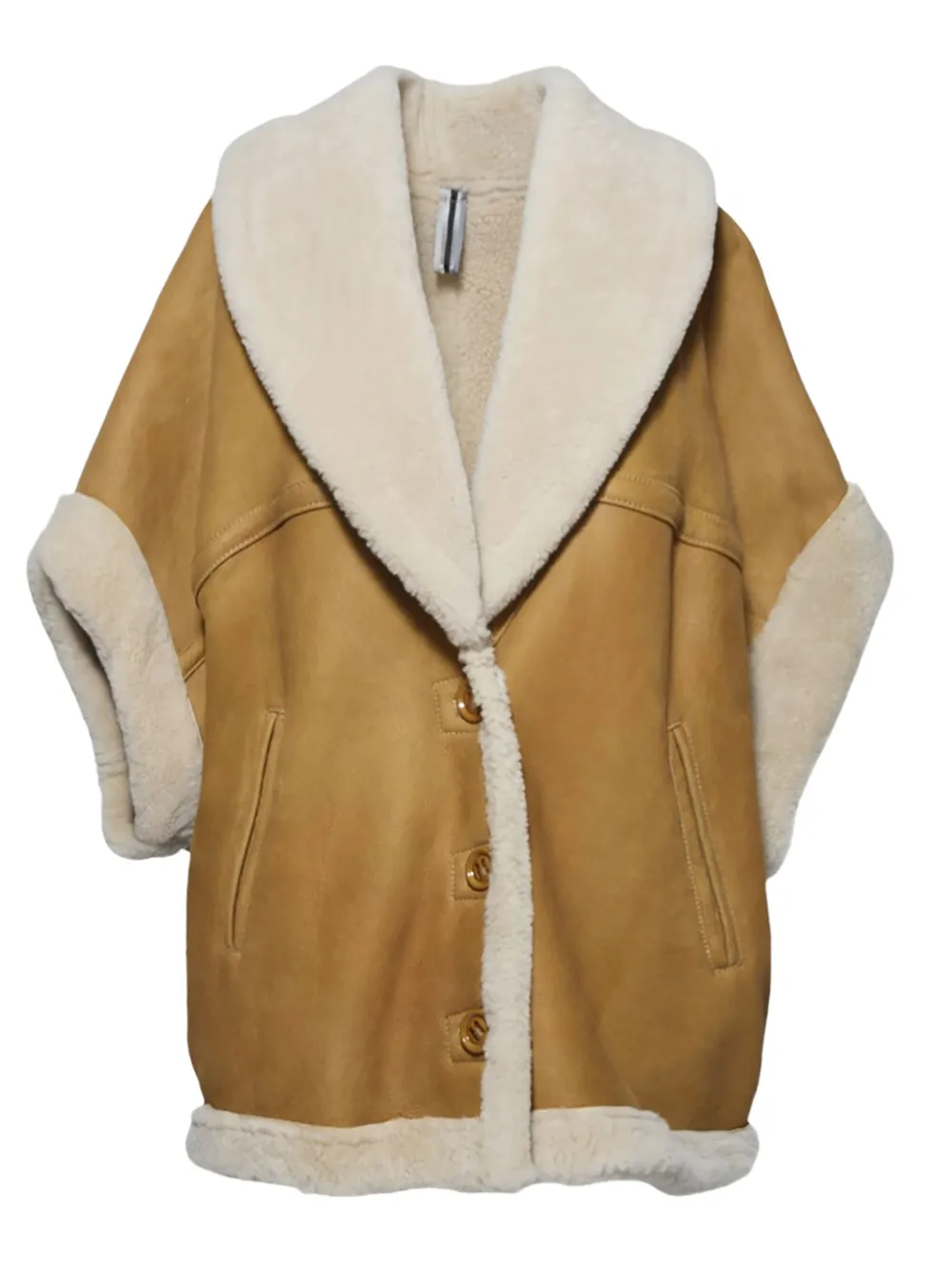 D-FOUR shearling button-up jacket - Marrone