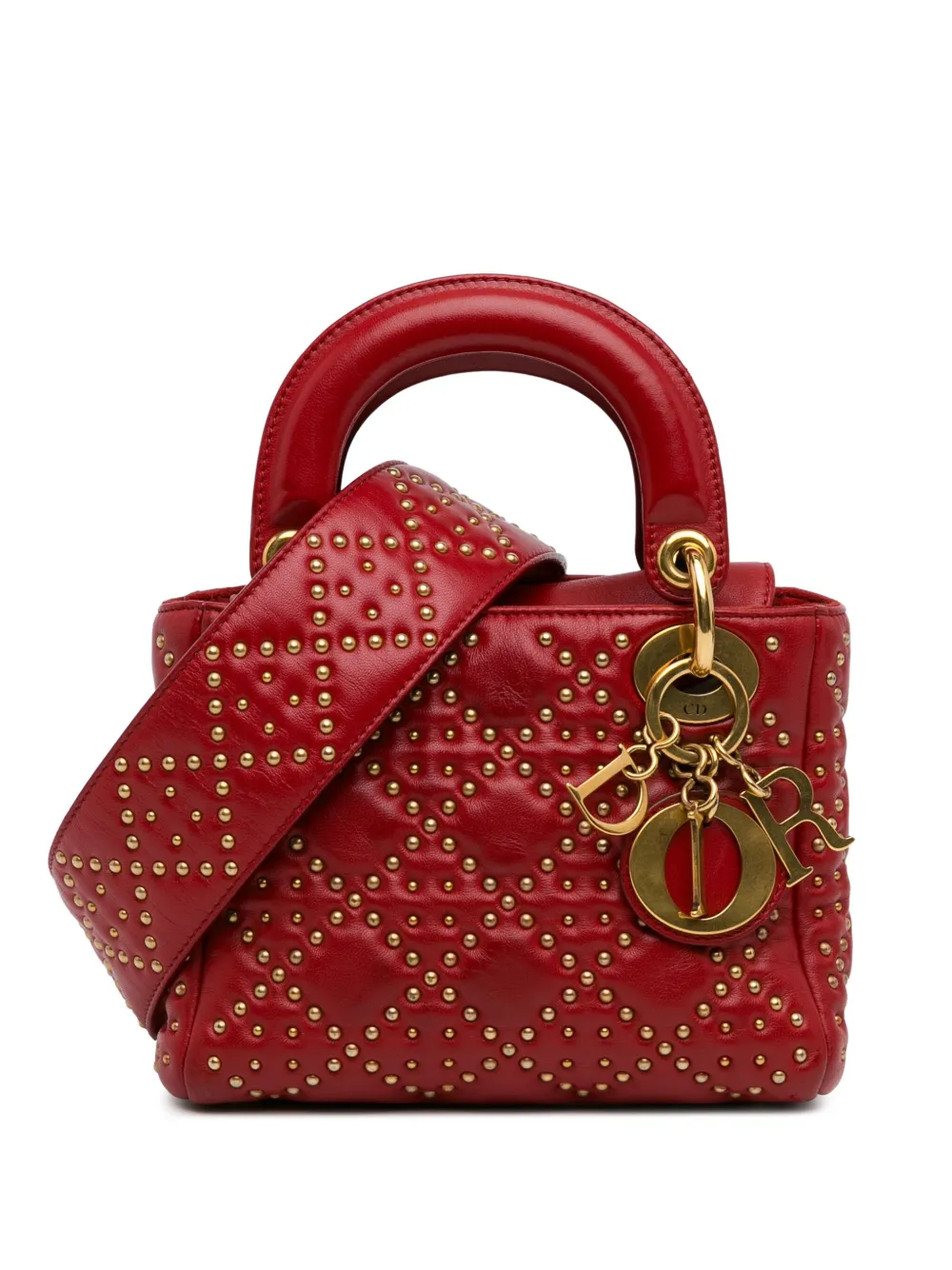 Christian Dior Pre-Owned Borsa a tracolla Supple Lady Dior mini in pelle Cannage 2017 - Rosso