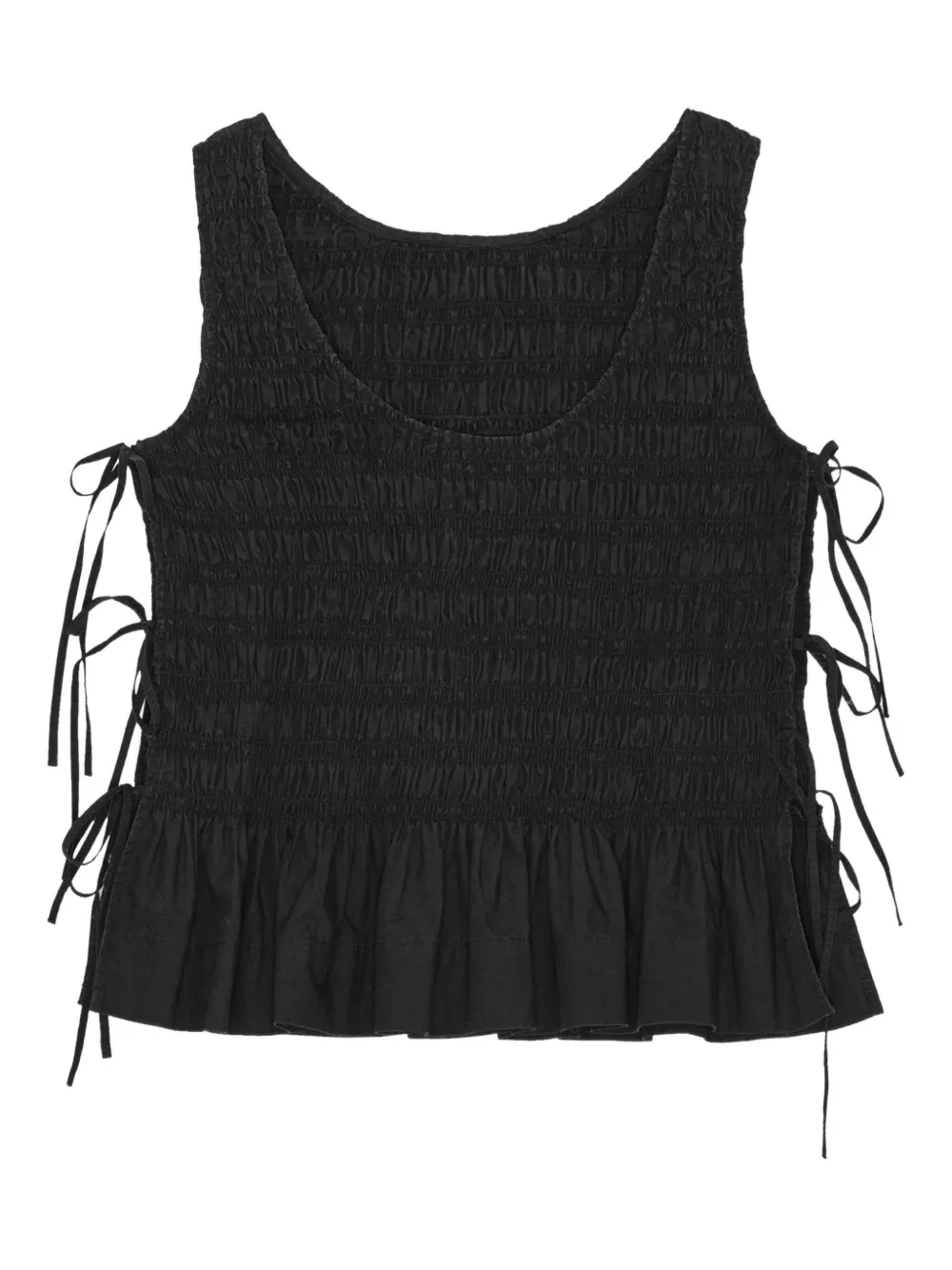 GANNI smocked peplum top - Nero
