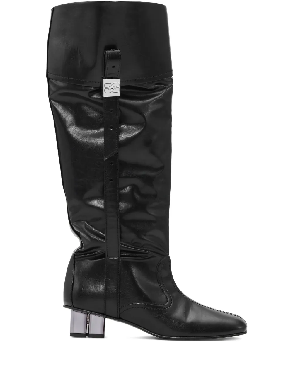 GANNI slouchy knee-high leather boots - Nero