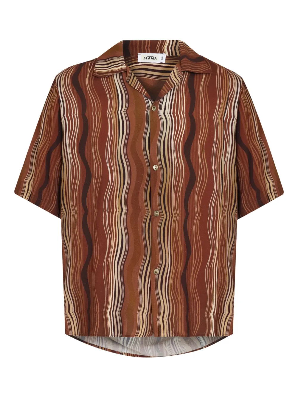 Amir Slama wave-pattern short-sleeved shirt - Marrone