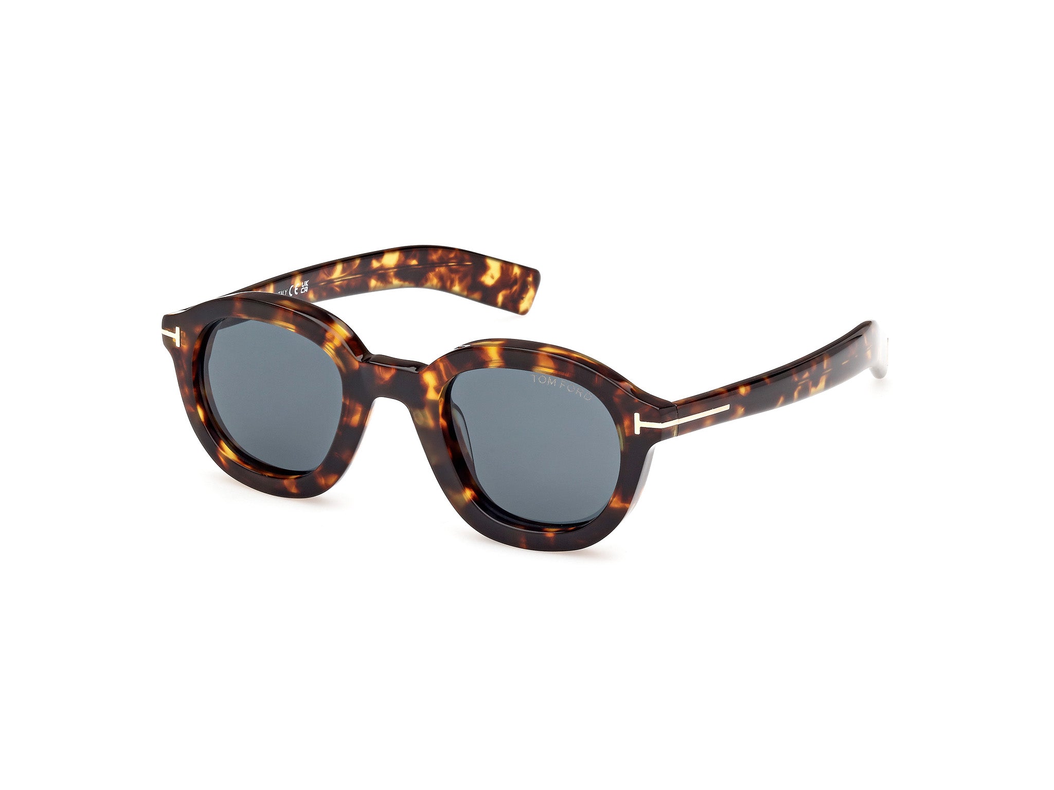 Tom Ford Uomo Ft1100 Raffa 52V Occhiali Da Sole Acetato Havana Blu Rotonda Normale