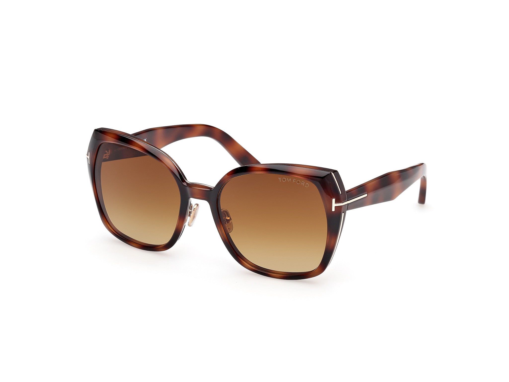 Tom Ford Donna Ft1223 Plum 53F Occhiali Da Sole Metallo Havana Marrone Farfalla Normale