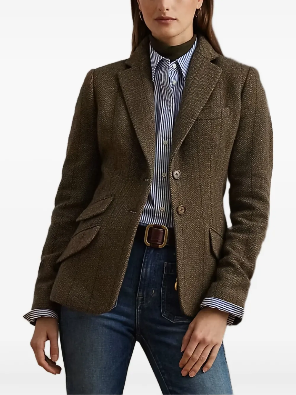 Lauren Ralph Lauren herringbone tailored blazer - Verde