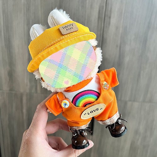 Vestiti per labubu 17cm, set di vestiti per bambola labubu, cappello, vestiti e zaino per labubu, eleganti e adorabili accessori per vestiti per bambo