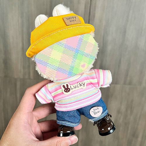Vestiti per labubu 17cm, set di vestiti per bambola labubu, cappello, vestiti e zaino per labubu, eleganti e adorabili accessori per vestiti per bambo