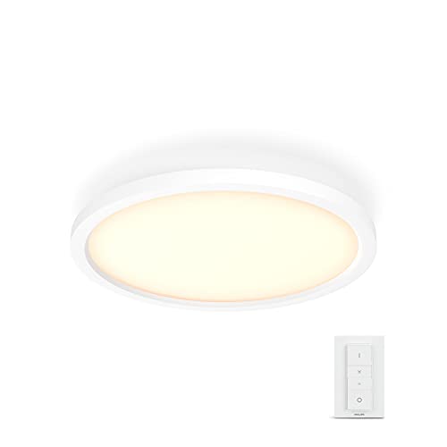 Philips Hue White Ambiance Aurelle, Plafoniera Led Smart, Bluetooh, 24,5 W, Rotonda, Bianco, Telecomando Dimmer Switch Incluso