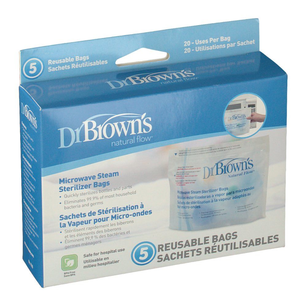 Dr Brown Sterilization Bag Microwave 960 5 pz Bustina