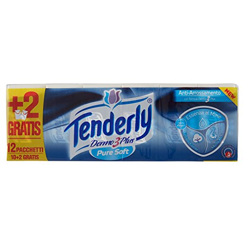 Tenderly - Fazzoletti, Anti-Arrossamento, Con Formula Dermo3Plus - 12 Confezioni Da 12 Pacchetti [144 Pacchetti]