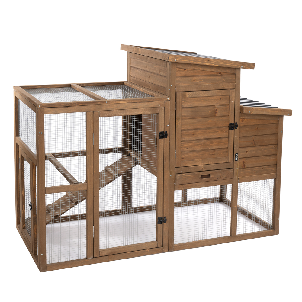 Pollaio in legno TIAKI Ranch (espansione opzionale) - Pollaio con pollaio integrato: L 156 x L 79,5 x H 116,3 cm