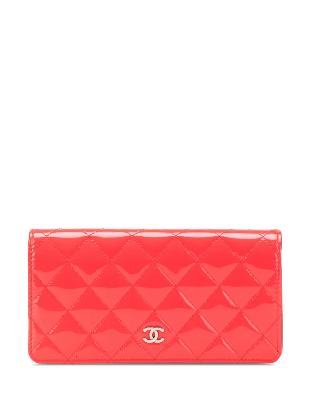 CHANEL Pre-Owned 2015-2016 CC Quilted Patent Leather L Yen Bifold Wallet long wallets - Rosa