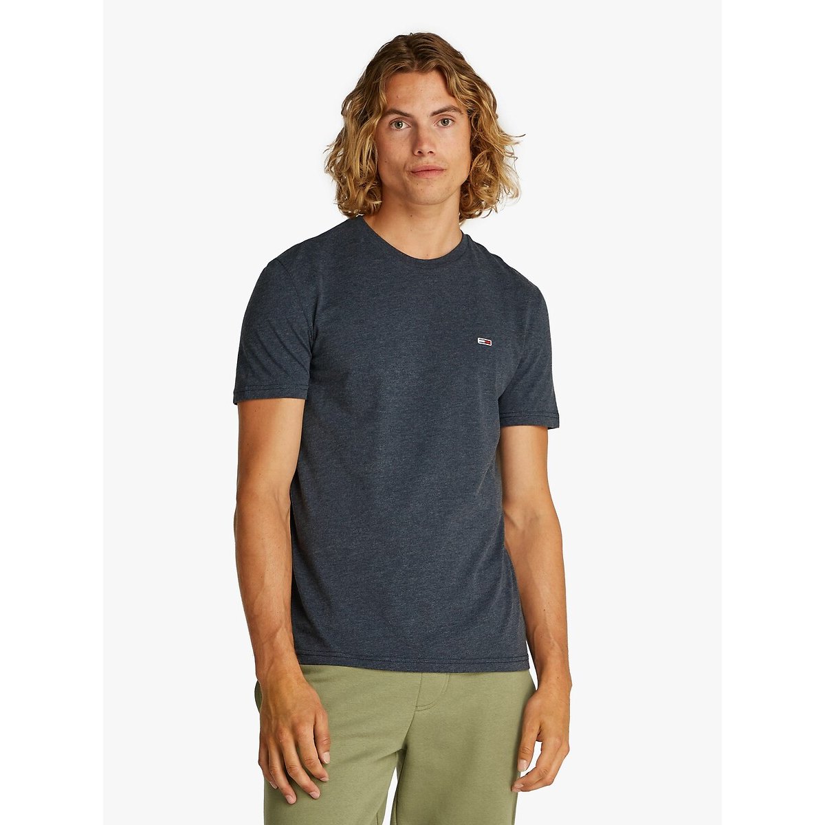 Tommy Jeans T-shirt Girocollo Slim Jaspe Blu Uomo Taglie M
