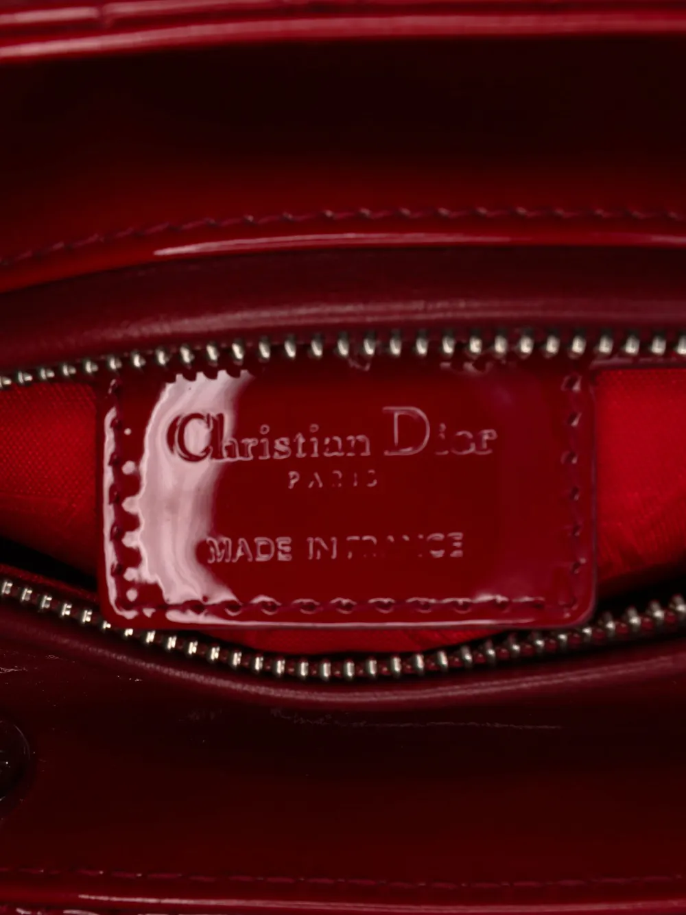 Christian Dior Pre-Owned 2018 Medium Patent Cannage Lady Dior satchel - Rosso