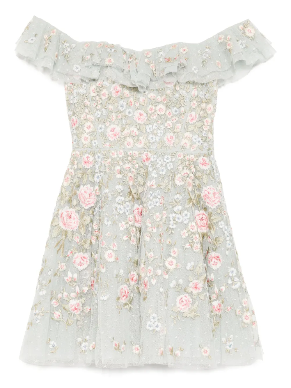 Needle & Thread floral-embroidered dress - Blu