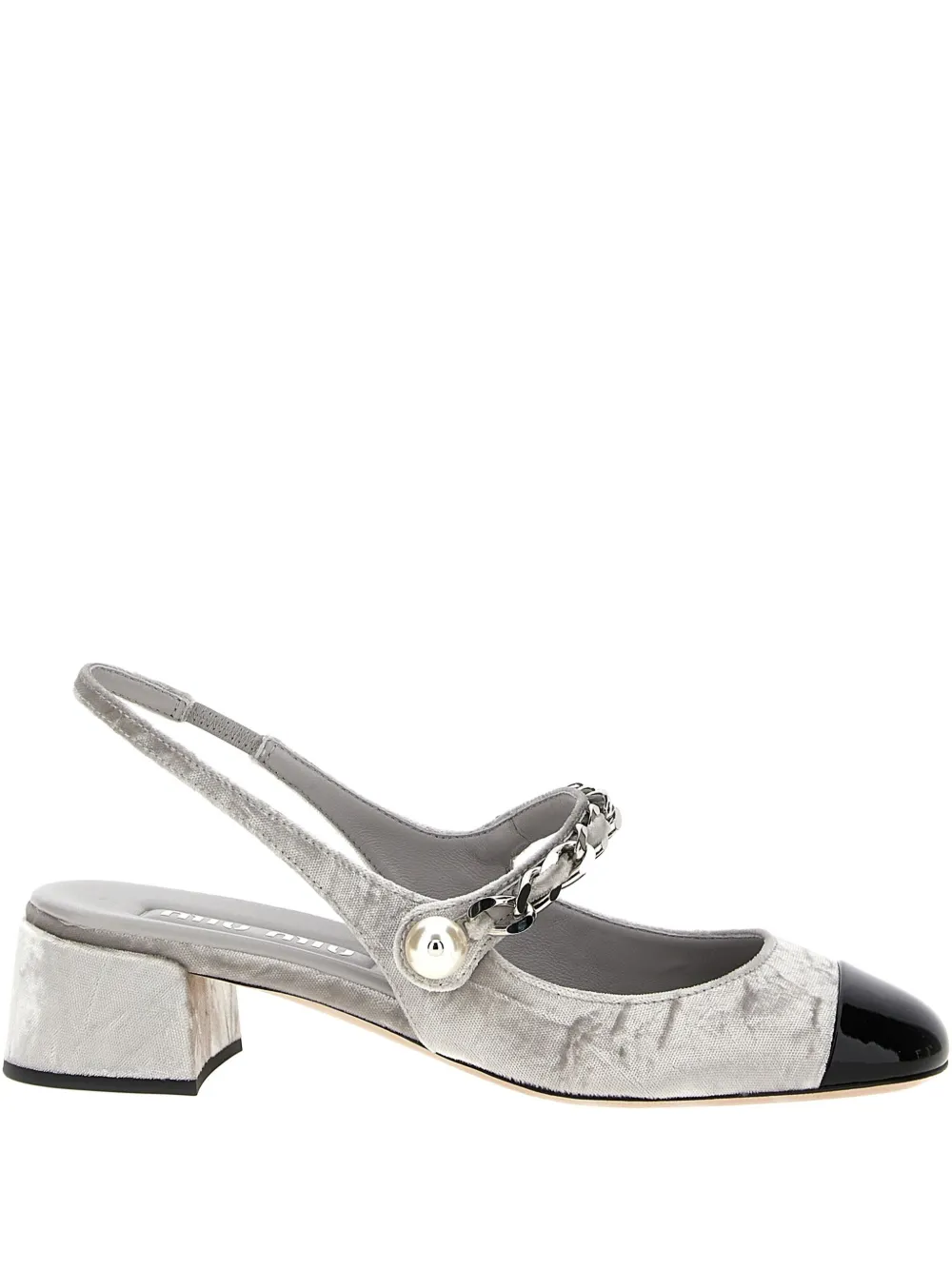 Miu Miu 35mm velvet slingback pumps - Argento