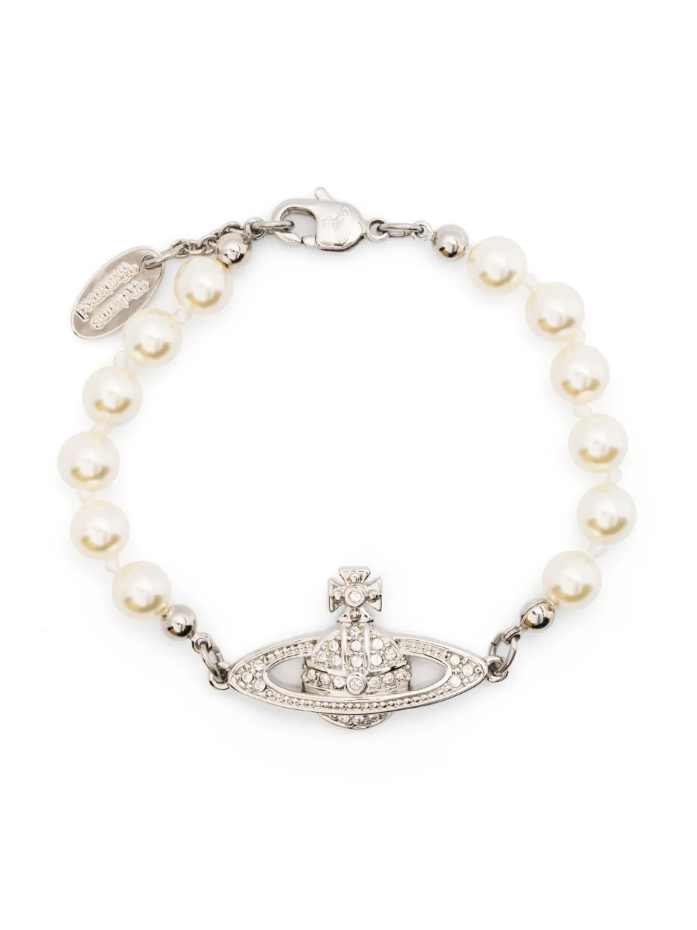 Vivienne Westwood Bracciale di perle Mini Bas Relief - Argento