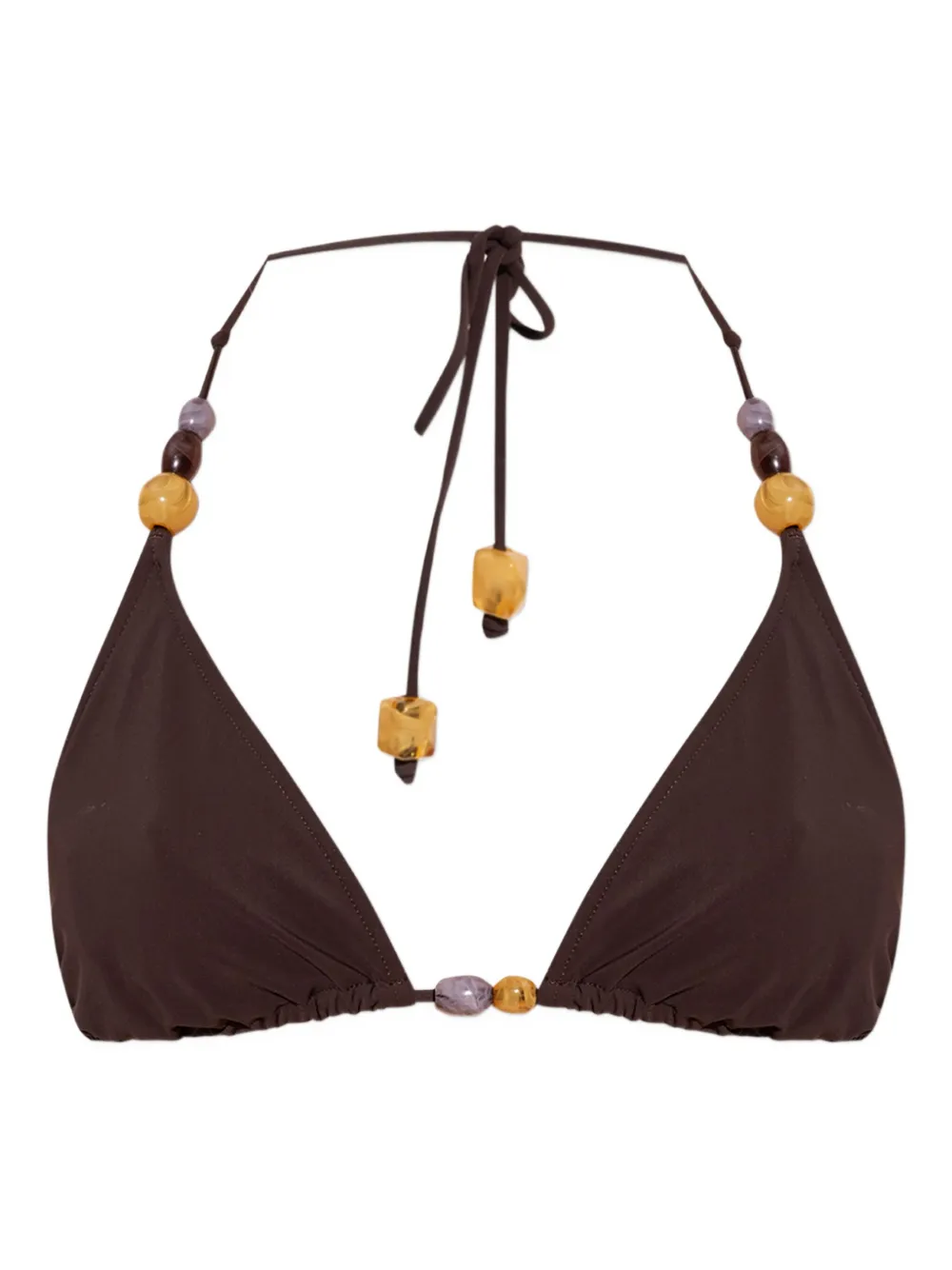 Tory Burch beaded triangle bikini - Marrone