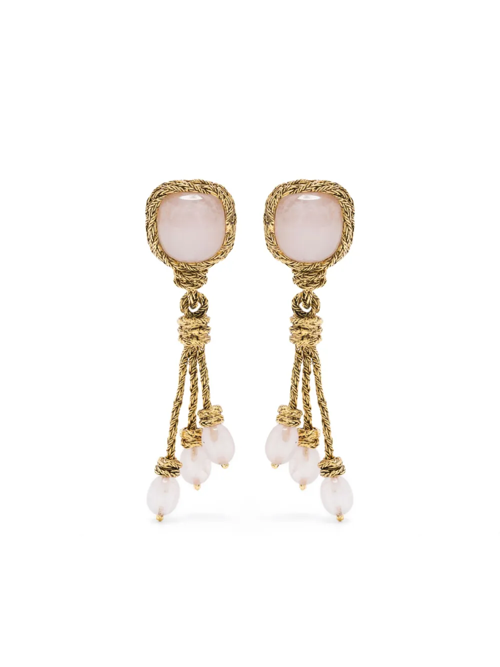 Aurelie Bidermann MIKI ROSE QUARTZ EARRINGS - Oro