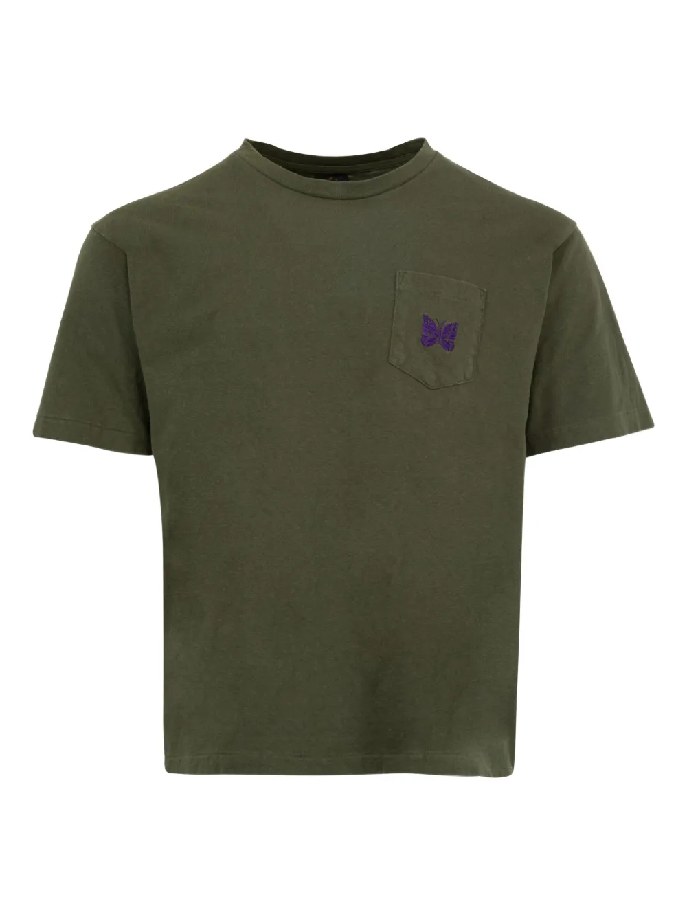 Needles butterfly embroidered pocket t-shirt - Verde