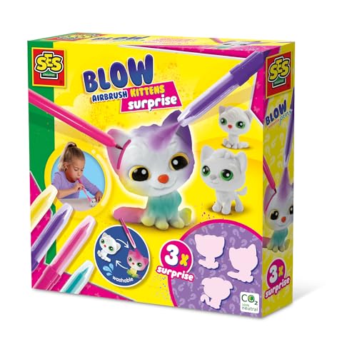 Ses Creative 14334 Penne Aerografo, Kittens Surprise, 3X, Giallo