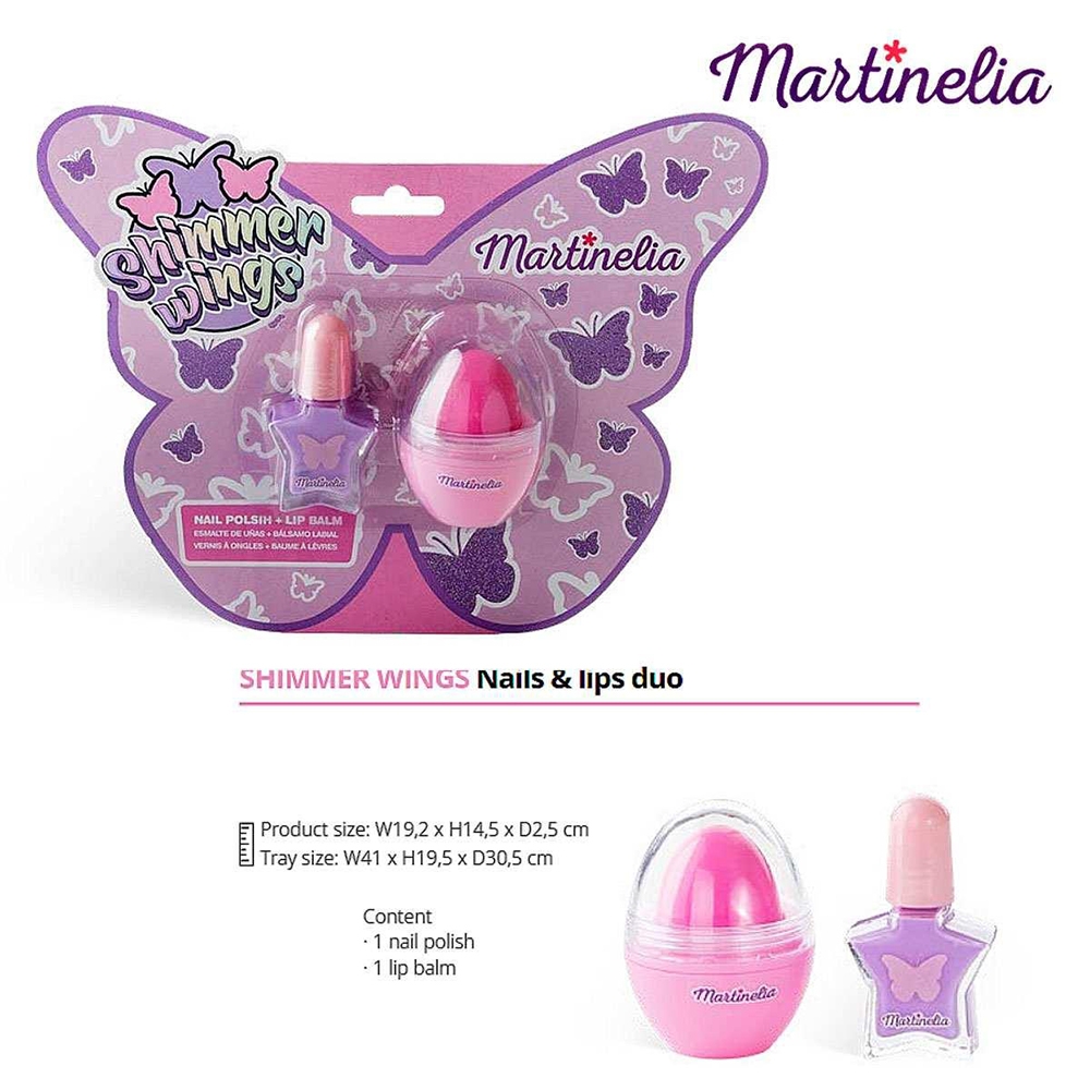 Shimmer Wings Nail & Lip Balm Duo Set Smalto + Balsamo Labbra 2 pz Martinelia