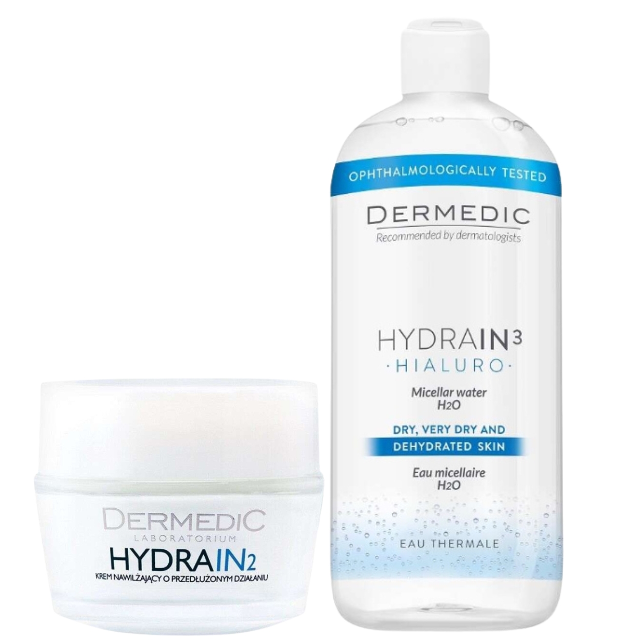 Dermedic Set: Hydrain 2 Crema 50ml + Hydrain 3 Hialuro Acqua micellare 500ml