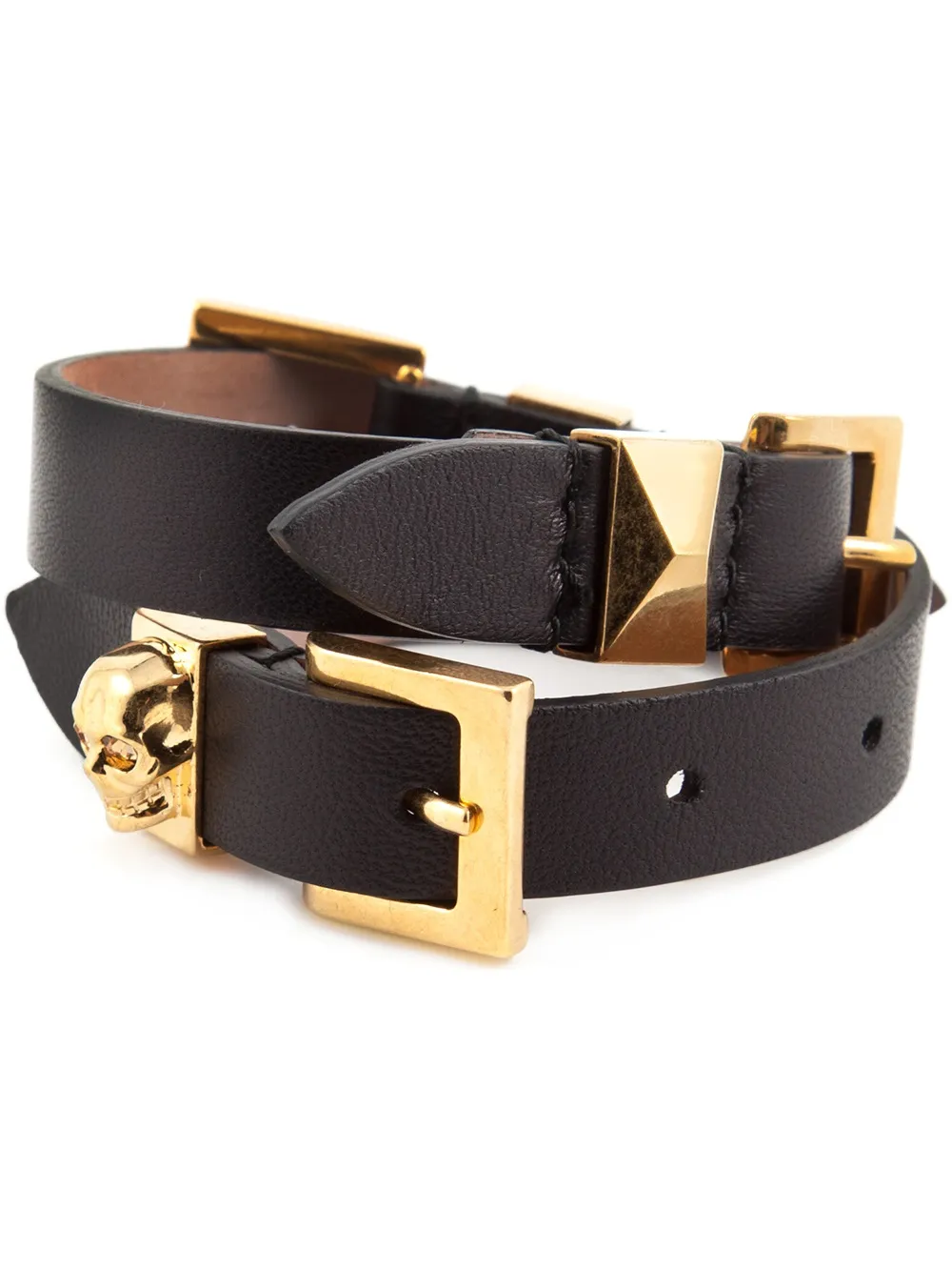 Alexander McQueen double wrap skull bracelet - Nero