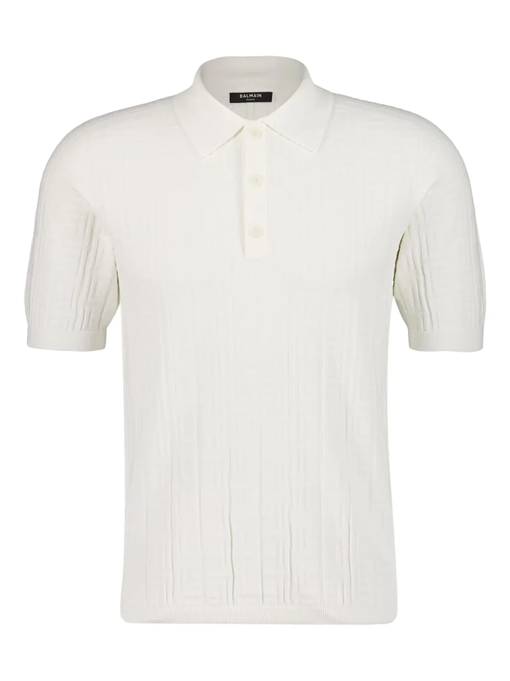 Balmain textured knitted polo shirt - Bianco