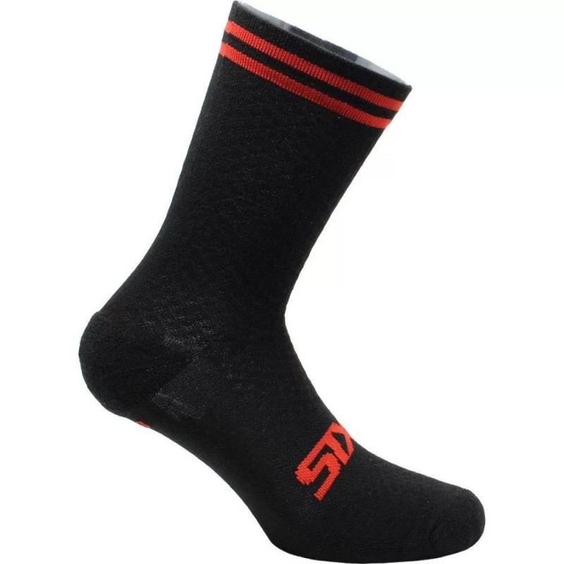 Calza Corta Sixs MERINOS-SOCKS Nero Rosso III
