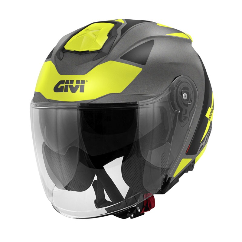 Casco Jet Givi X.25 Target Titanio Opaco Nero Giallo L