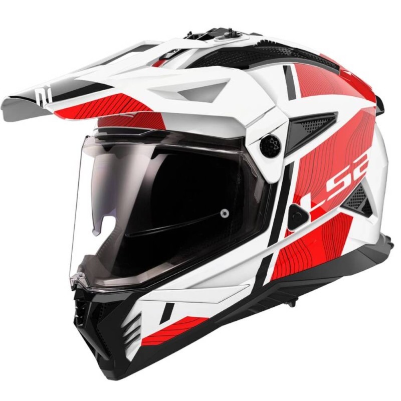 Casco Integrale On-Off Touring Ls2 MX702 Pioneer II Hill Bianco Rosso Lucido L