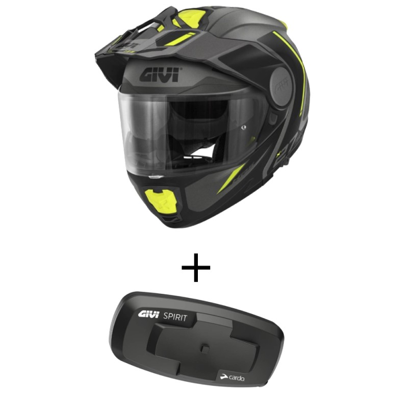 Bundle Casco Givi X.27 Tourer Graphic Titanio Opaco Giallo con Interfono Givi I319S
